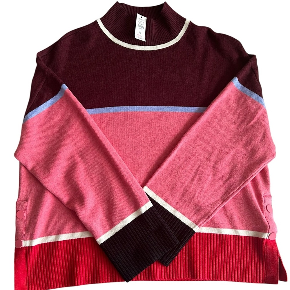 Talbots Colorblock Mock Neck Sweater Petite Large‎ NWT